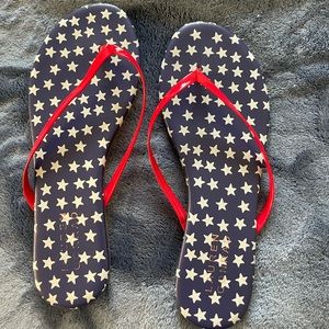 Red White and Blue flip flops
